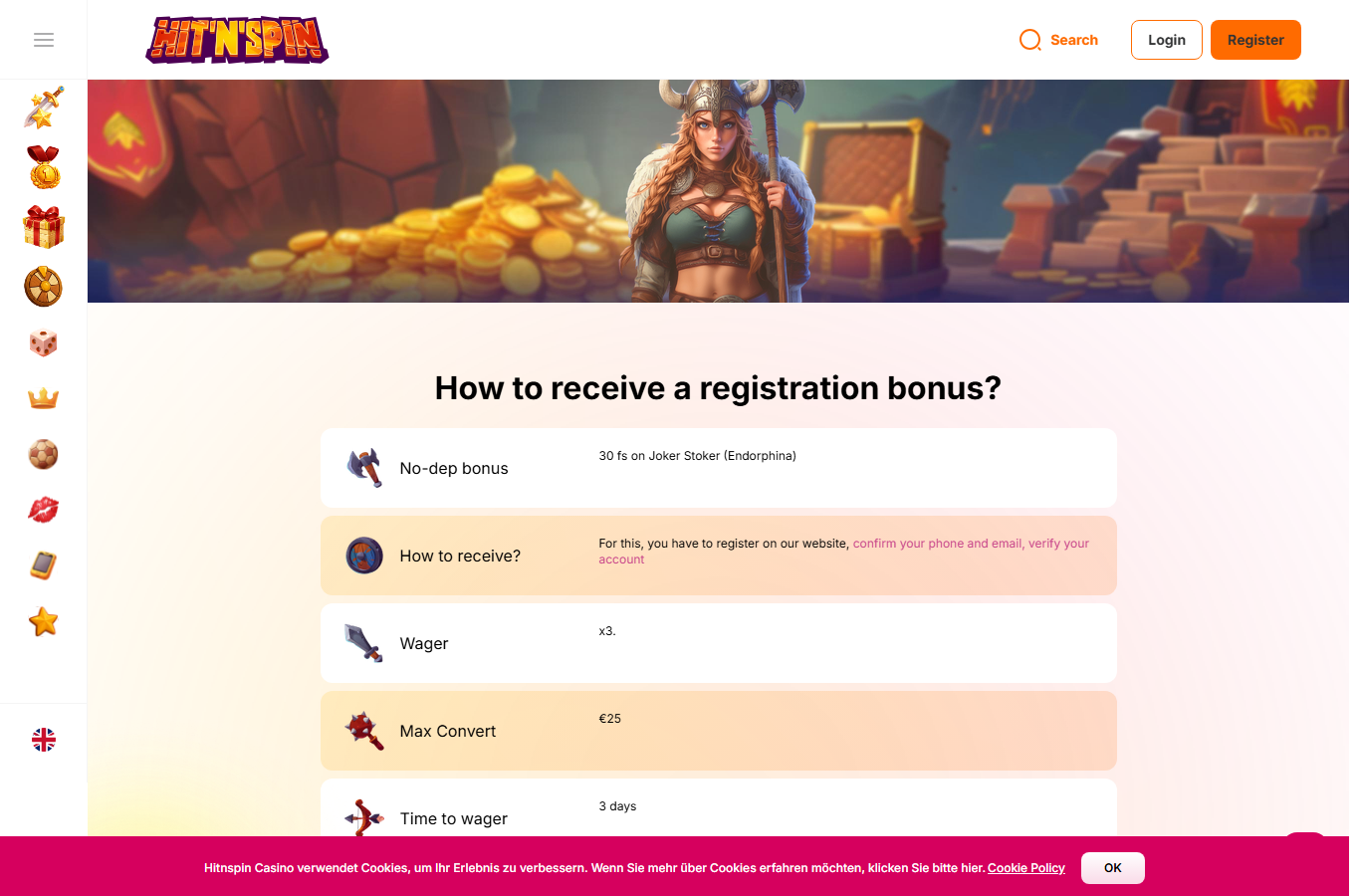 Schermata reale di HitnSpin Casino