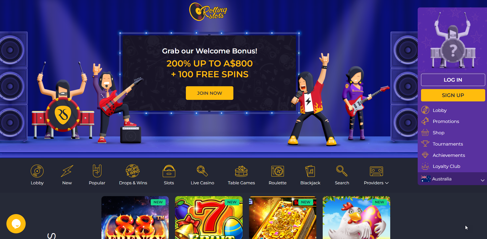 Schermata reale di RollingSlot Casino