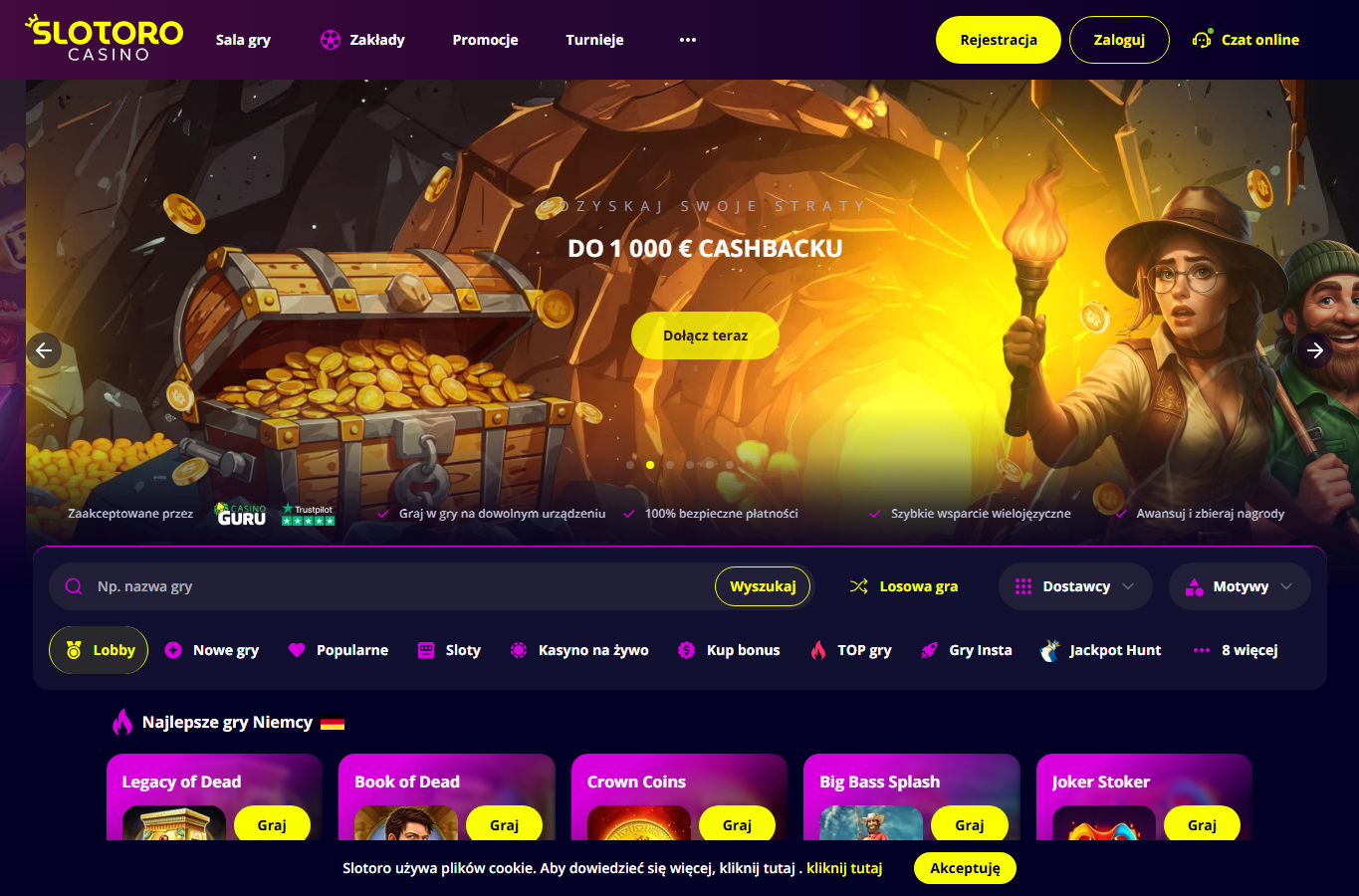 Schermata reale di Slotoro Casino